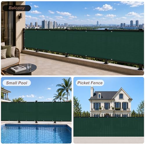 SUNNY GUARD 3' x 10' Balcony Privacy Screen, HDPE Patio Railing Cover Fence - color: Dark Green, size: 0 3' x 1 0'