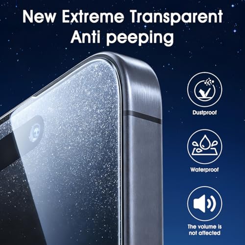 Screen Protector Privacy for iPhone 14Pro/15/16, Anti-Spy Tempered Glass Private, Edge Protection Screen Protector with Installation Frame, 9H Glass Scratch Resistant,3Pack
