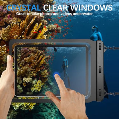 Universal iPad Waterproof Case Dry Bag Pouch for iPad Pro 12.9" 6th/5th/4th/3rd Gen iPad Pro 11" iPad 11th A16 iPad Air 6/5/4 10.9" Galaxy Tab S10+ S9+ S8+ Galaxy Tab S10/S9 FE+ - size: 12.9inch