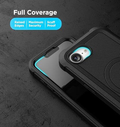 Encased Protective Case for iPhone 17e, iPhone 16e with Belt Clip (2025/26) Full-Body Case with Built-in Screen Protector and Phone Holster (Compatible with MagSafe) Black - size: iPhone 16e /17e