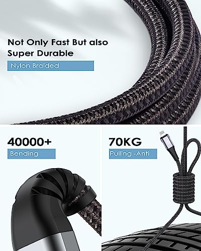 USB C Ligtning Cable 2-Pack 6.6ft, [Apple MFi Certified] i Phone Fast Charging High Speed Data Sync, Durable Nylon Braided Compatible with i Phone 14/13/12/11 Pro Max/XR/XS/X/8/7/Plus/6S/6/SE/5S/iPad