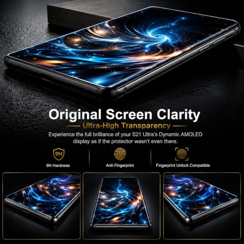 3 Pack Screen Protector for Samsung Galaxy S23 Ultra Tempered Glass, 9H Hardness HD Clear Anti Scratch Full Edge Coverage Fingerprint Unlock Compatible Ultra Thin Protective Shield Film Guard