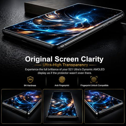 3 Pack Screen Protector for Samsung Galaxy S23 Ultra Tempered Glass, 9H Hardness HD Clear Anti Scratch Full Edge Coverage Fingerprint Unlock Compatible Ultra Thin Protective Shield Film Guard