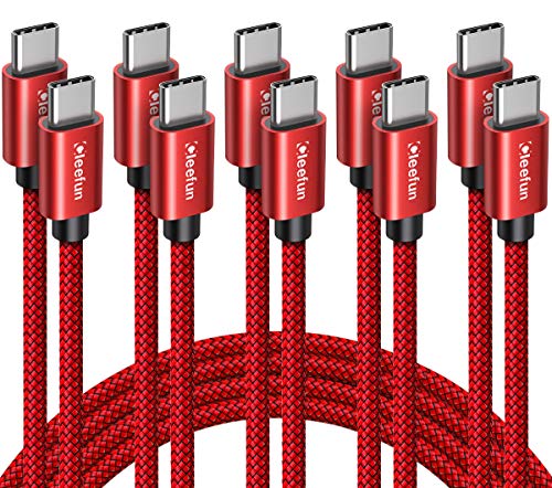 CLEEFUN USB C to USB C Cable 3ft, 5-Pack C to C Cable Fast Charging 60W - color: Red, size: 3ft+3ft+3ft+3ft+3ft