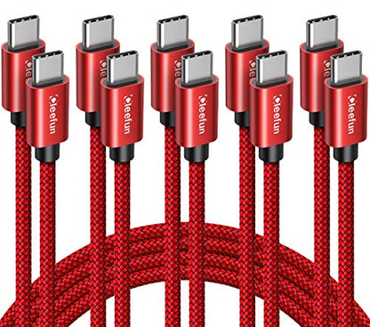 CLEEFUN USB C to USB C Cable 3ft, 5-Pack C to C Cable Fast Charging 60W - color: Red, size: 3ft+3ft+3ft+3ft+3ft