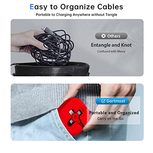 3Pack for USB A to USB C/Micro USB/Lightning Cables, 3 in 1 Retractable
