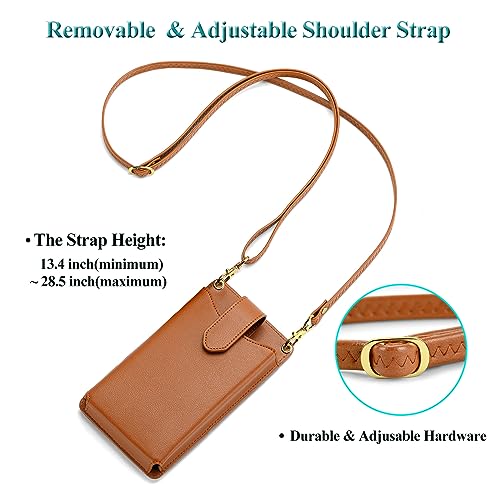 Peacocktion Small Crossbody Cell Phone Purse for Women, Lightweight Mini Small Crossbody Bags for Women with Card Slots - color: 03-brown