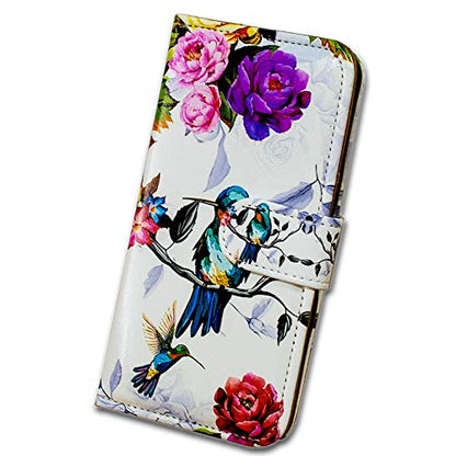Bcov Case for iPhone 14 Pro, Hummingbird in Flowers Bird Leather Flip Phone Case Wallet Cover with Card Slot Holder Kickstand for iPhone 14 Pro - color: Hummingbird In Flowers