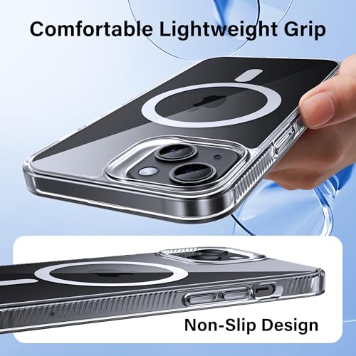 Supdeal Magnetic Clear Case for iPhone 14 Plus, [Compatible with MagSafe] [Non Slip Bumper & Not Yellowing] Military Grade Shockproof Transparent Silicone Phone Cover, 6.7", Transparent - color: Transparent, size: iPhone 14 Plus