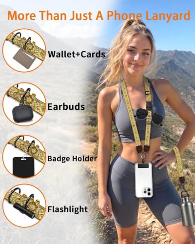 Boho Phone Lanyard Crossbody Wrist Neck Strap Adjustable Women - color: Boho Flower