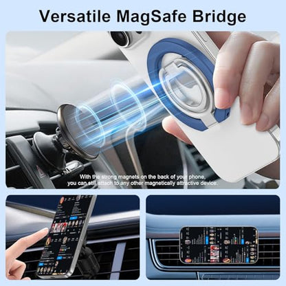 Magnetic Ring Holder for MagSafe Dual-Side Magnets Removable Gym Phone Grip - color: blue