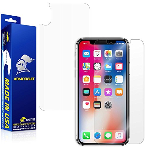 ArmorSuit Apple iPhone X Screen + Back Film Protector Case Friendly Clear MilitaryShield (Front + Back Film) Screen Protector For iPhone X - HD Clear Anti-Bubble Film