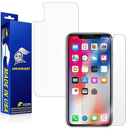 ArmorSuit Apple iPhone X Screen + Back Film Protector Case Friendly Clear MilitaryShield (Front + Back Film) Screen Protector For iPhone X - HD Clear Anti-Bubble Film