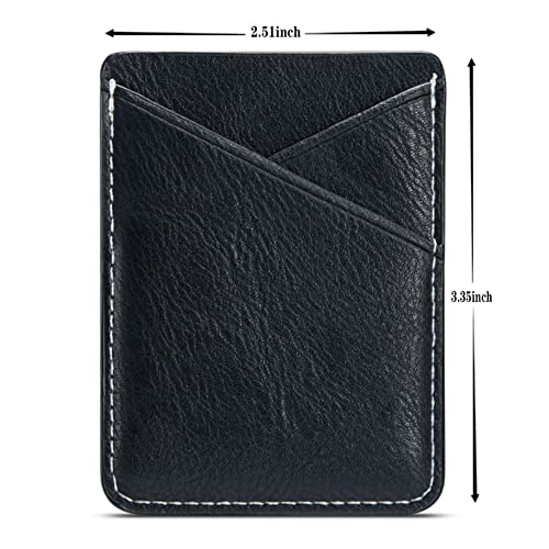 PU Leather Phone Card Holder, Stick-On for iPhone Samsung & More - color: Black-2pc