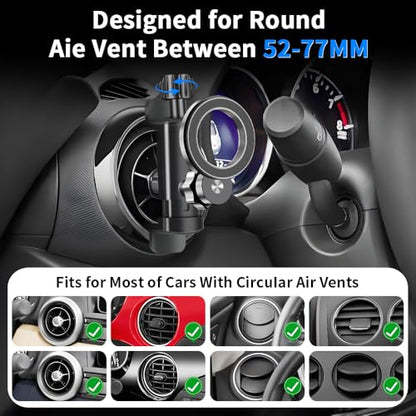 Car Magnetic Phone Mount for Mazda MX-5 Miata 1999-2025，Mazda 6 2003-2013，Mazda 3 2004-2013，CX-7 2007-2012 Interior Circular Air Vent Accessories Cell Cellphone Holder Magnet Stand Mobile Cradle