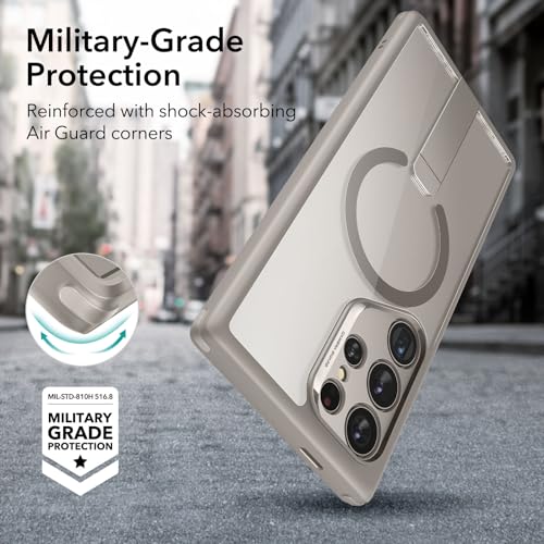 ESR for Samsung Galaxy S24 Ultra Magsafe Case with Kickstand, Wireless Charging Compatible with Magnetic, 3 Stand Modes, Military-Grade Protection, Shockproof Case Slim Fit for S24 Ultra, Clear Grey - color: Magsafe Boost-Clear Grey