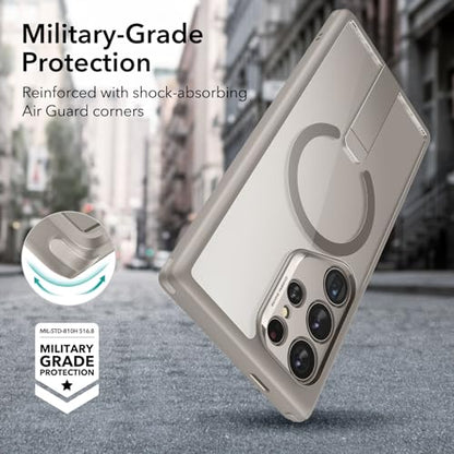 ESR for Samsung Galaxy S24 Ultra Magsafe Case with Kickstand, Wireless Charging Compatible with Magnetic, 3 Stand Modes, Military-Grade Protection, Shockproof Case Slim Fit for S24 Ultra, Clear Grey - color: Magsafe Boost-Clear Grey