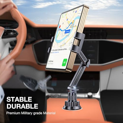Coolpow Cup Holder Tablet Holder for Car【15" Height Adjustable】 Car Cup Holder ipad Car Mount for Truck Stand Car Tablet Holder Multi Angle Car Mount for All 4.7"-13" Apple iPad Samsung Galaxy Tab