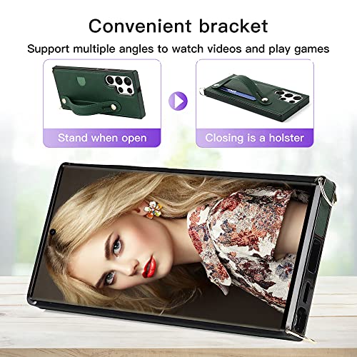 CCSmall Crossbody Case for Samsung Galaxy S23 Ultra w Card Holder KB Green - color: Green, size: Galaxy S23 Ultra