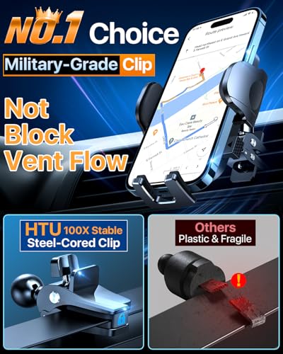 HTU 2026 Ultimate Best【True Military-Grade & Safety Cert】 Car Phone Holder - color: Red