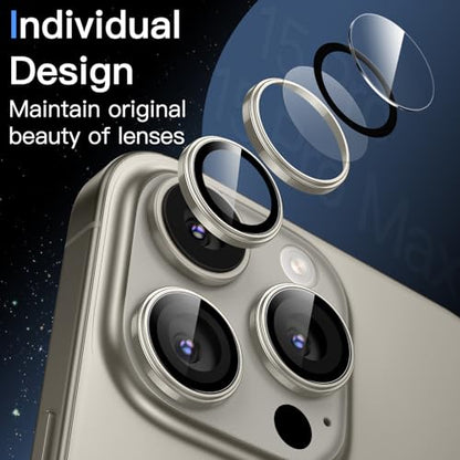 JETech Camera Lens Protector for iPhone 15 Pro/15 Pro Max, Natural Titanium - color: Natural Titanium