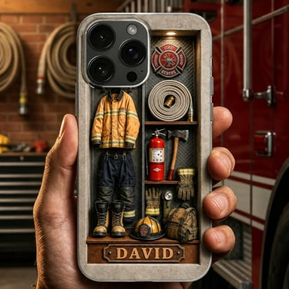 Courage Fire Honor Rescue, Personalized Clear Phone Case, Gift for Him Custom Cell Cover Protective Shell Shockproof Crystal Cover Firefighter Hero Accessory Smartphone Guard Present