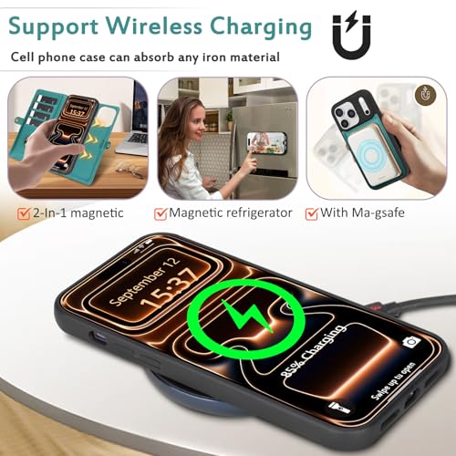 for Wallet Case Compatible with iPhone 17 Pro,Multi-Function Detachable 2 in 1 Magnetic iPhone 17 Pro Case Wallet,Flip Strap Zipper Card Holder Phone Case with Shoulder Straps (Green) - color: Green, size: iPhone 17 Pro