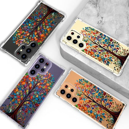 Hungo Galaxy S24 Ultra Case for Women Clear Design Cute,Girly Girls Case Compatible with Samsung Galaxy S24 Ultra Tree with Colorful Leaves Autumn - color: Autumn Tree