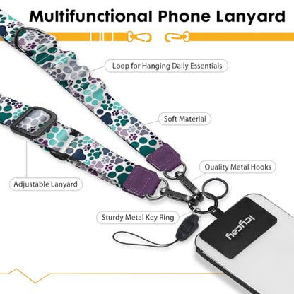 Icycay Phone Lanyard Crossbody Strap Neck Adjustable Teacher Women Dog Paw - color: Dog Paw