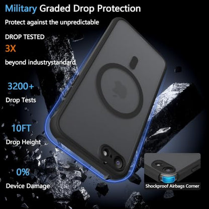 for iPhone SE 3rd & 2nd Gen & 8/7 Case [Compatible with Magsafe] Translucent Matte Phone Cover, [10 FT Military Grade Drop Protection] Slim Durable (Black Magnetic, iPhone SE2/SE3/8/7) - color: Black Magnetic, size: iPhone SE2/SE3/8/7