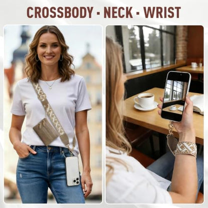 MOLOPPO Detachable Phone Lanyards Crossbody Strap for iPhone for Android - color: Brown