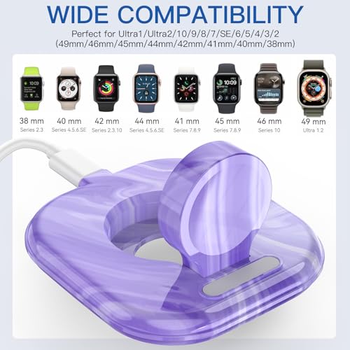 for Apple Watch Charger Stand, Magnetic Fast Charging Dock Portable Design - color: Marble Purple