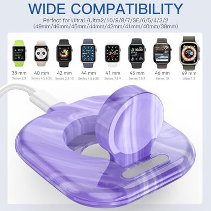 for Apple Watch Charger Stand, Magnetic Fast Charging Dock Portable Design - color: Marble Purple