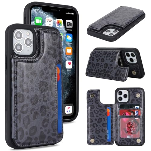 iCoverCase Compatible with iPhone 11 Pro Phone Case with Card Holder, Wallet Case for Women Men RFID Blocking PU Leather Protective Case 5.8 Inch (Black Leopard) - color: Black Leopard