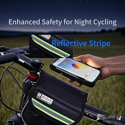 Bike/Bicycle Bag,Bike Phone Holder Mount Bag,Touchscreen Bike Phone Mount under 6.8”,Waterproof, Bicycle Accessories Frame Storage Bag(Red)