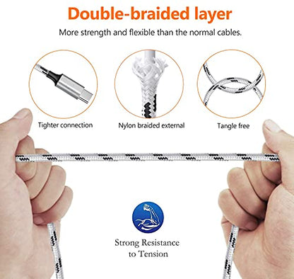 Multi Charger Cable, 6ft 2Pack Braided Multi USB Cable 3 in 1 Charging Cord