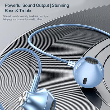 Wired in-Ear Headphones with Microphone, 3.5mm Jack Earphones - color: Aurora Purple, 3.5mm Round Tip
