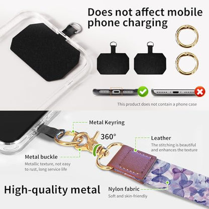 Phone Lanyard Crossbody Wrist Strap, Universal Adjustable Neck Strap for Phone Case Keys ID Badges, Travel Essential - color: Cute Butterfly