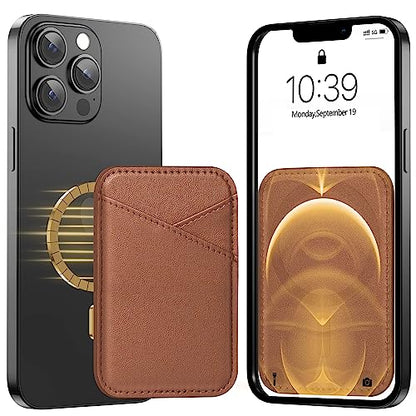 Miroddi for MagSafe Wallet, Ultra-Thin Magnetic Wallet with 2 Card Slots | RFID Blocking, No More Falling, Strongest Magnetic Card Holder for iPhone 17/16/15/14/13/12 Series & Pixel 10 Series, Brown - color: Brown