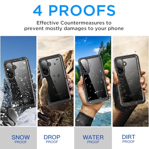 AICase for Samsung Galaxy S26 Case Waterproof, Clear Water Proof Shockproof Snowproof Dustproof Full Body Rugged Transparent Underwater Phone Case for Galaxy S26 Built-in Screen Protector - size: S26