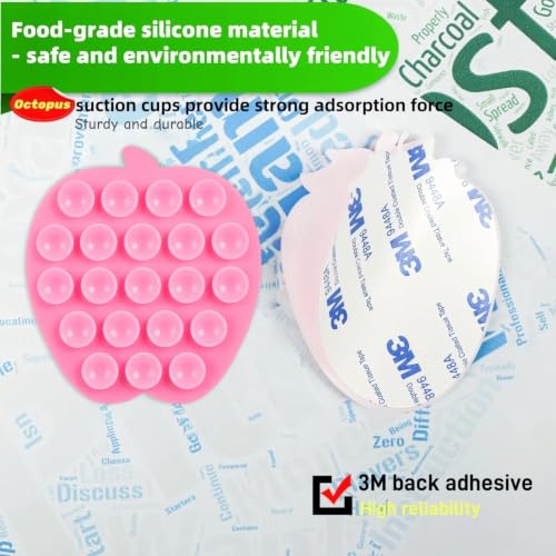 CIEO SuctionPhone Grip, Strong Silicone Suction,Strawberry Sticky Grip,Suitable for Selfies and Videos on Mirrors, Bathrooms and Smooth Surfaces, Compatible with iPhone (Pink) - color: Pink