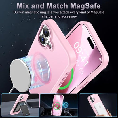 Newfuture Magnetic for iPhone 17 Case Matte Shockproof, Chalk Pink | Military Drop Protection, Slim Matte Anti-Fingerprint, Compatible with Magsafe, Camera Guard, Translucent Protective Cover - color: Chalk Pink, size: iPhone 17 6.3 inch
