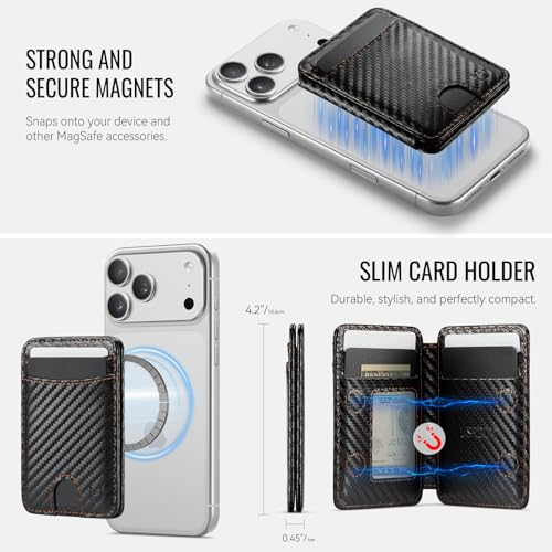 for Magsafe Wallet Magnetic RFID Blocking Card Holders, Carbon Black - color: Carbon Black