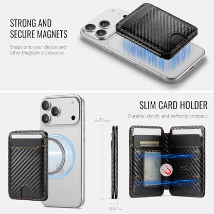 for Magsafe Wallet Magnetic RFID Blocking Card Holders, Carbon Black - color: Carbon Black