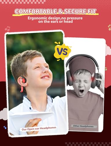 iClever OWS01 Kids Bluetooth Headphones, Air Conduction Open Ear Headphones - color: Red & Purple