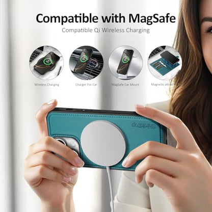 Shieldtop Compatible with MagSafe iPhone 13 Wallet Case,Blue Green - color: Blue Green, size: iPhone 13 - 6.1"