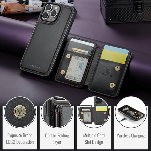 Wallet Case for iPhone 16 Pro Max Compatible with MagSafe for Men Women, Detachable Magnetic Wallet Phone Case with Card Slot Holder RFID Blocking for iPhone 16 Pro Max 6.9 inch (Black) - color: Black
