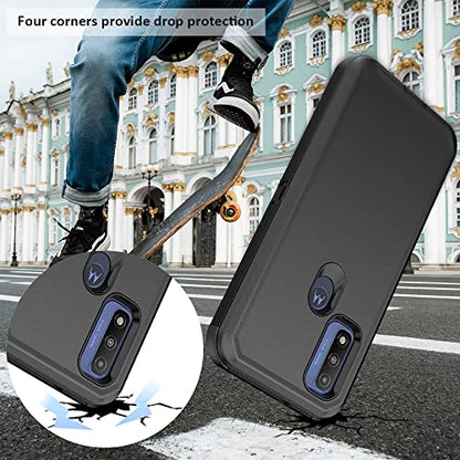 Compatible with Motorola G Pure/Moto G Power 2022 Case, Heavy Duty Rugged Shockproof Full Body Protection Kickstand Case with Belt Clip Holster for Motorola G Pure 6.5 inch Phone (Black) - color: Black