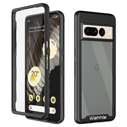 Compatible with Google Pixel 7 Pro Case, Built in Screen Protector Full Body Shockproof Slim Fit Bumper Protective Phone Cover Men Women-Black/Clear - size: Google Pixel 7 Pro