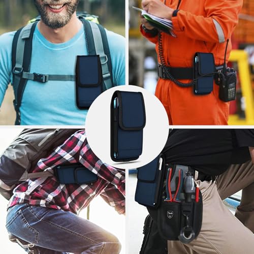 ykooe Cell Phone Pouch Nylon Belt Holster Case Compatible with iPhone 17 16 15 14 13 12 11 & Pro Models, Samsung Galaxy S20 S21 S22 S23 S24 S25(No Clip), Blue–L - color: Blue, size: L